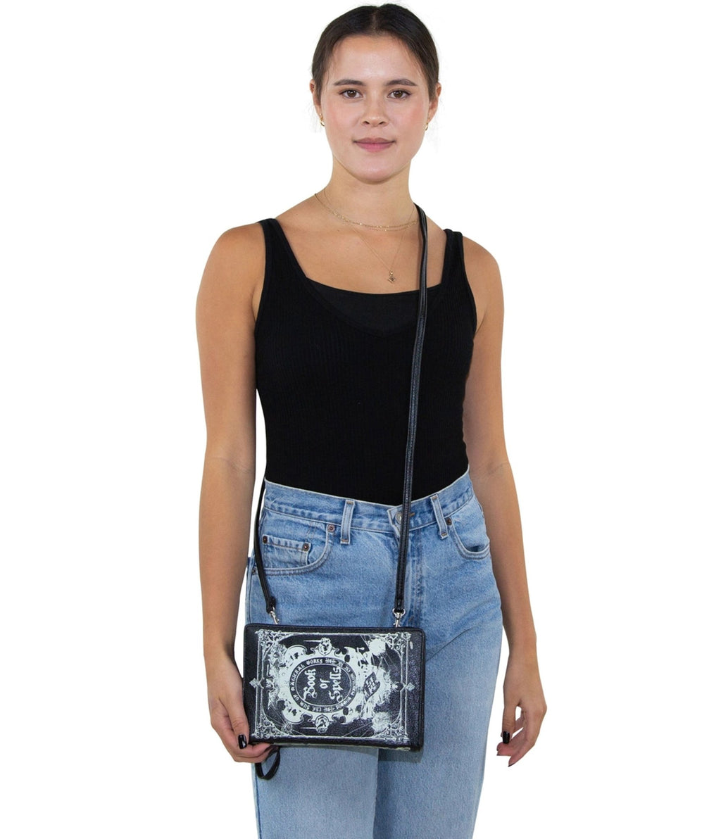 Black Glow-in-the-Dark Book of Spells Crossbody Bag - Unique Vintage - Crossbody Bags