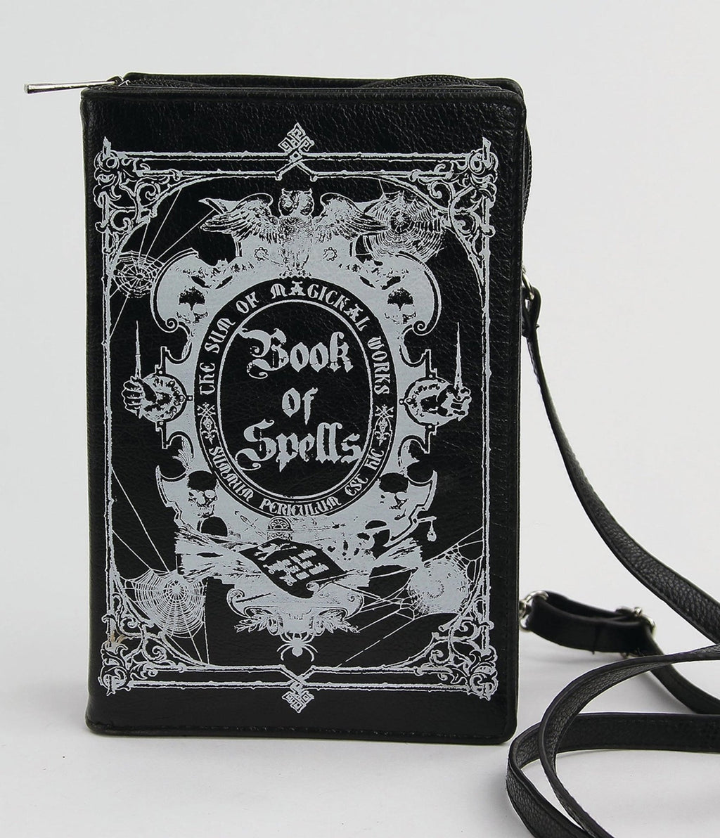 Black Glow-in-the-Dark Book of Spells Crossbody Bag - Unique Vintage - Crossbody Bags