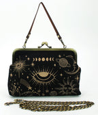 Black & Gold Celestial Handbag - Unique Vintage - Womens, ACCESSORIES, HANDBAGS