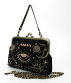 Black & Gold Celestial Handbag - Unique Vintage - Womens, ACCESSORIES, HANDBAGS