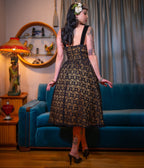 Black & Gold Floral Lace Swing Dress - Unique Vintage - Womens, DRESSES, SWING