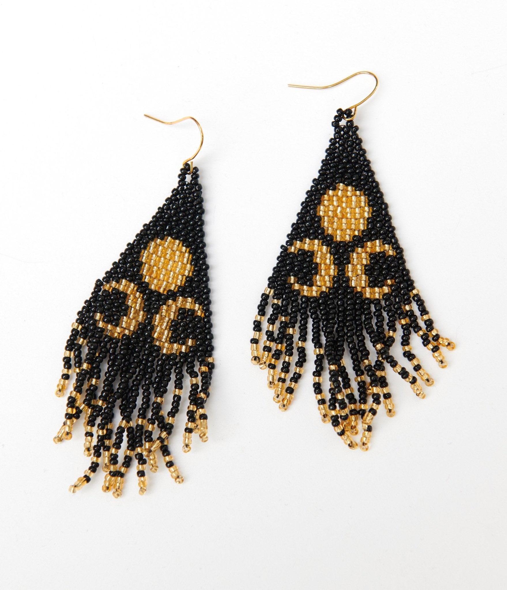 Black & Gold Lunar Reflections Beaded Earrings - Unique Vintage - Womens, ACCESSORIES, JEWELRY