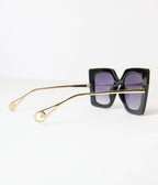 Black & Gold Oversized Retro Sunglasses - Unique Vintage - Womens, ACCESSORIES, SUNGLASSES