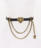 Black & Gold Tone Heart Faux Leather Belt - Unique Vintage - Womens, ACCESSORIES, BELTS