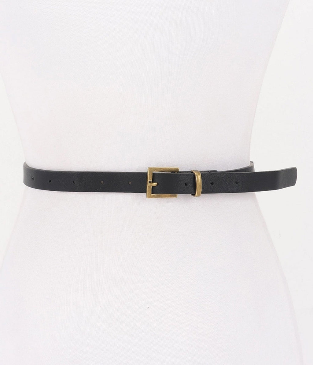 Black & Gold Tone Heart Faux Leather Belt - Unique Vintage - Womens, ACCESSORIES, BELTS