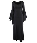 Black Gothic Bell Sleeve Vampire Maxi Dress - Unique Vintage - Womens, DRESSES, MAXI