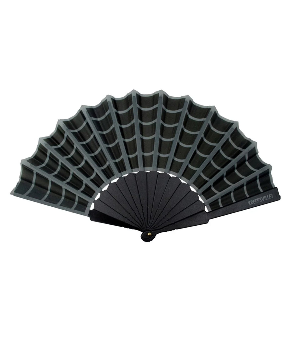 Black & Gray Spiderweb Scallop Hand Fan - Unique Vintage - Fans