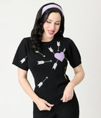 Black Heart & Arrows Sweater - Unique Vintage - Womens, TOPS, SWEATERS