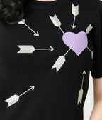 Black Heart & Arrows Sweater - Unique Vintage - Womens, TOPS, SWEATERS