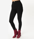 Black High Waist Cigarette Pants - Unique Vintage - Womens, BOTTOMS, PANTS