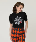 Black Itsy Bitsy Spider Sweater - Unique Vintage - Womens, TOPS, SWEATERS