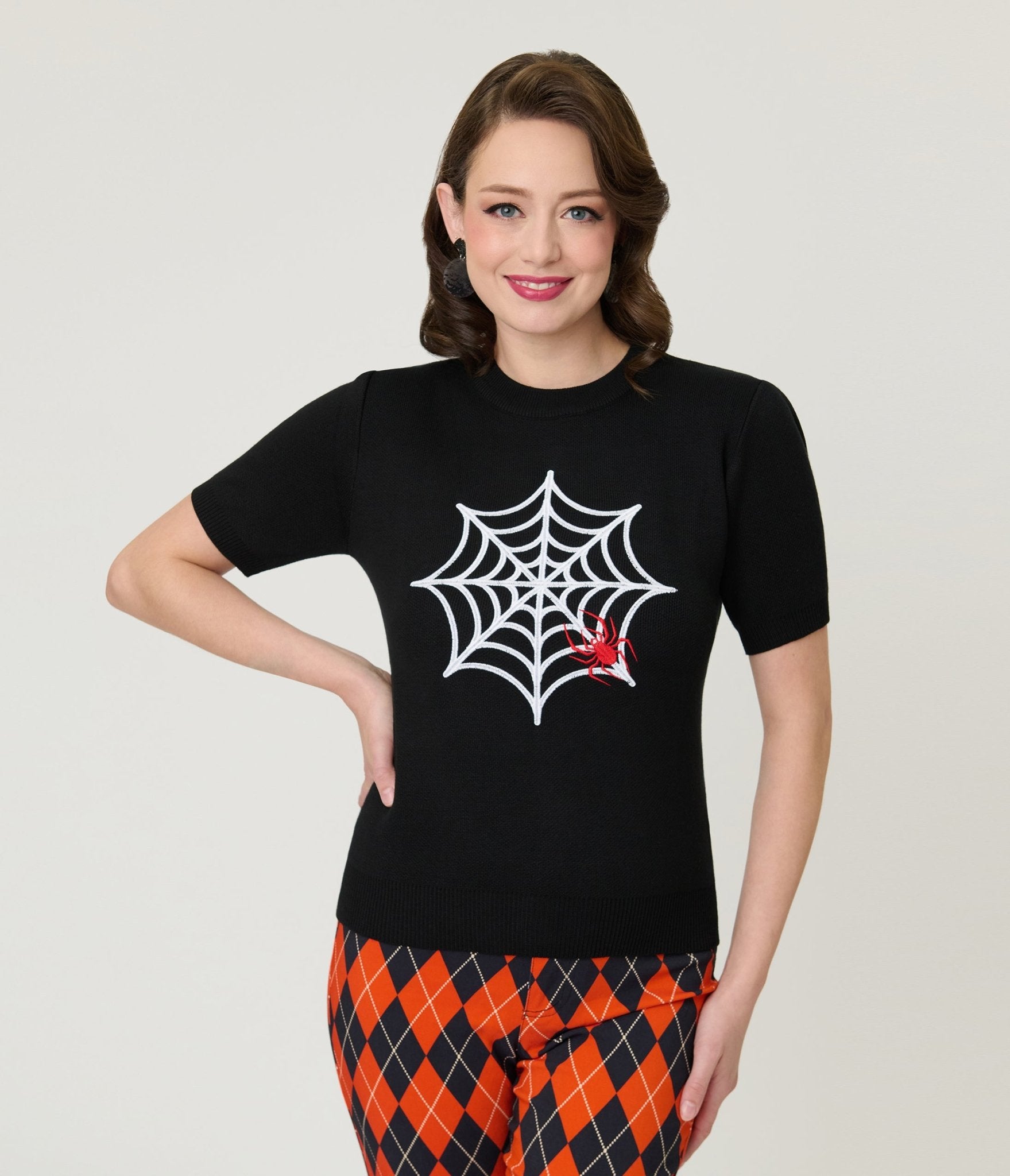 Black Itsy Bitsy Spider Sweater - Unique Vintage - Womens, TOPS, SWEATERS