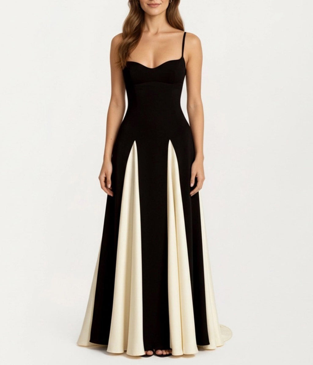Black & Ivory Stripe Gown – Unique Vintage