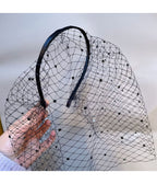 Black Jeweled Birdcage Veil Headband - Unique Vintage - Hair Accessories
