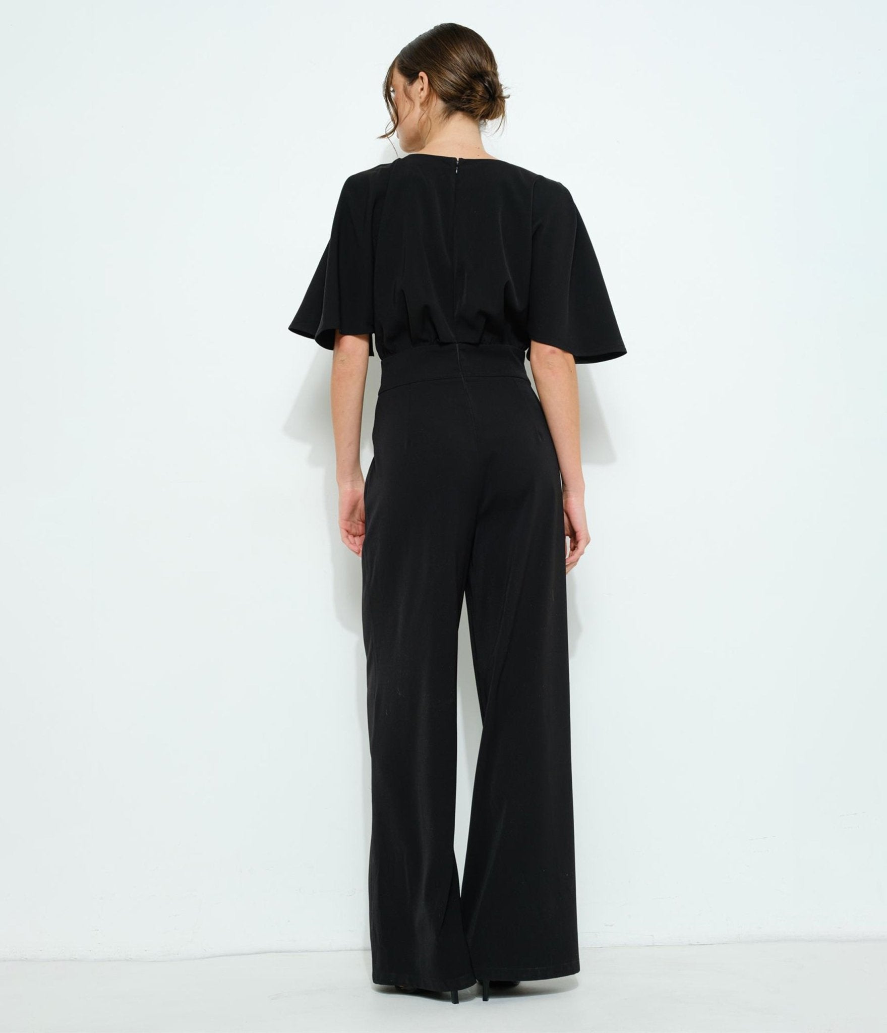Black Kimono Sleeve Jumpsuit - Unique Vintage - Womens, BOTTOMS, ROMPERS AND JUMPSUITS
