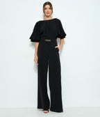 Black Kimono Sleeve Jumpsuit - Unique Vintage - Womens, BOTTOMS, ROMPERS AND JUMPSUITS