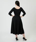 Black Knit Midi Dress - Unique Vintage - Womens, DRESSES, MIDI