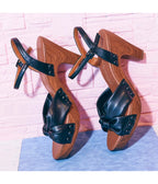 Black Knotted Platform Heels - Unique Vintage - Womens, SHOES, HEELS