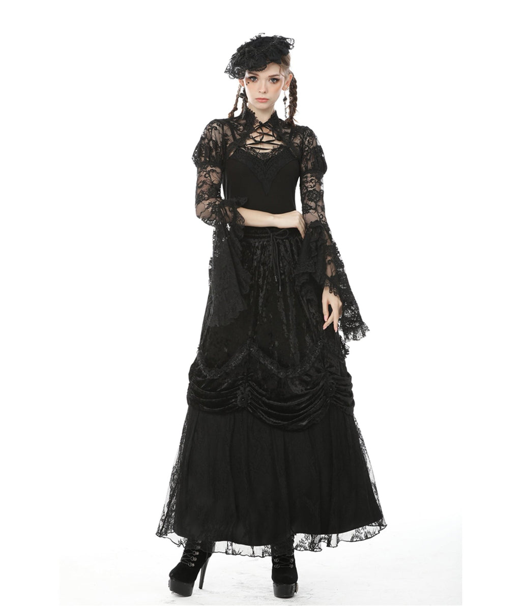 Black Lace Bolero - Unique Vintage - Womens, TOPS, KNIT TOPS