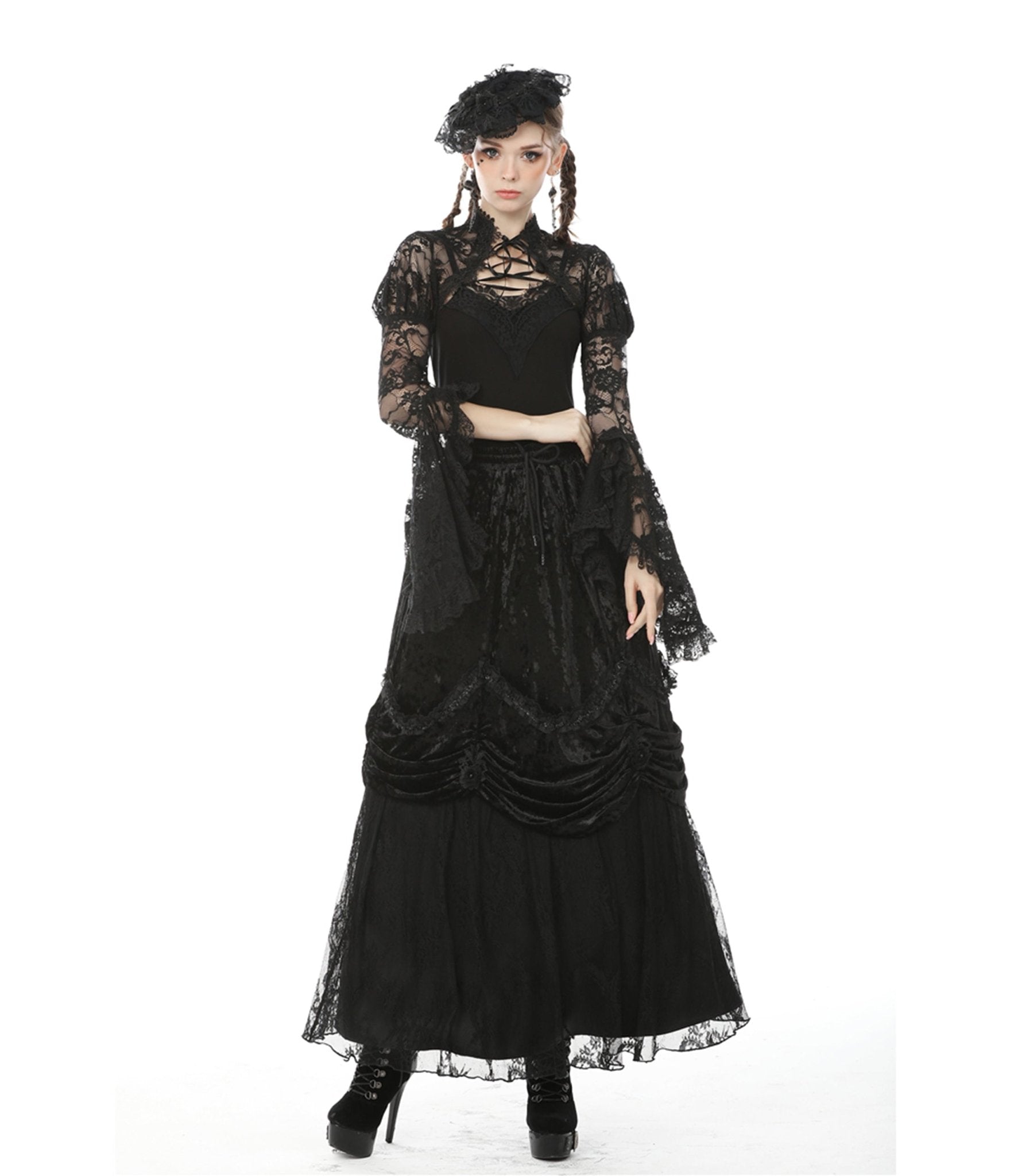 Black Lace Bolero - Unique Vintage - Womens, TOPS, KNIT TOPS