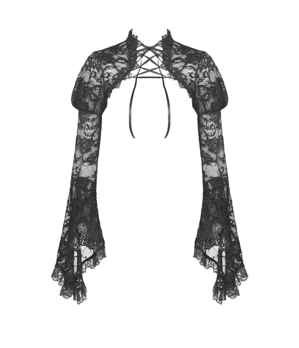 Black Lace Bolero - Unique Vintage - Womens, TOPS, KNIT TOPS