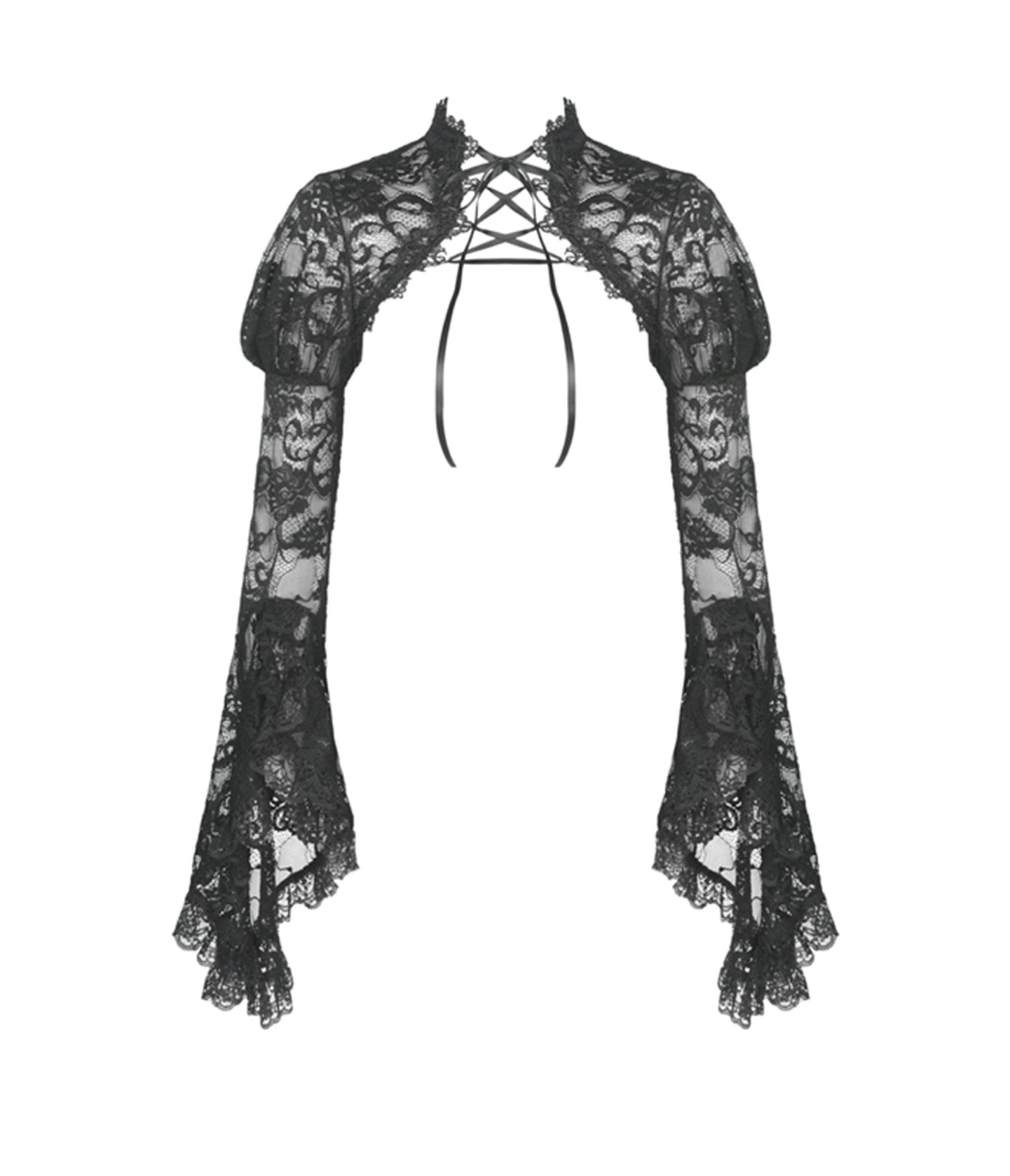 Black Lace Bolero - Unique Vintage - Womens, TOPS, KNIT TOPS