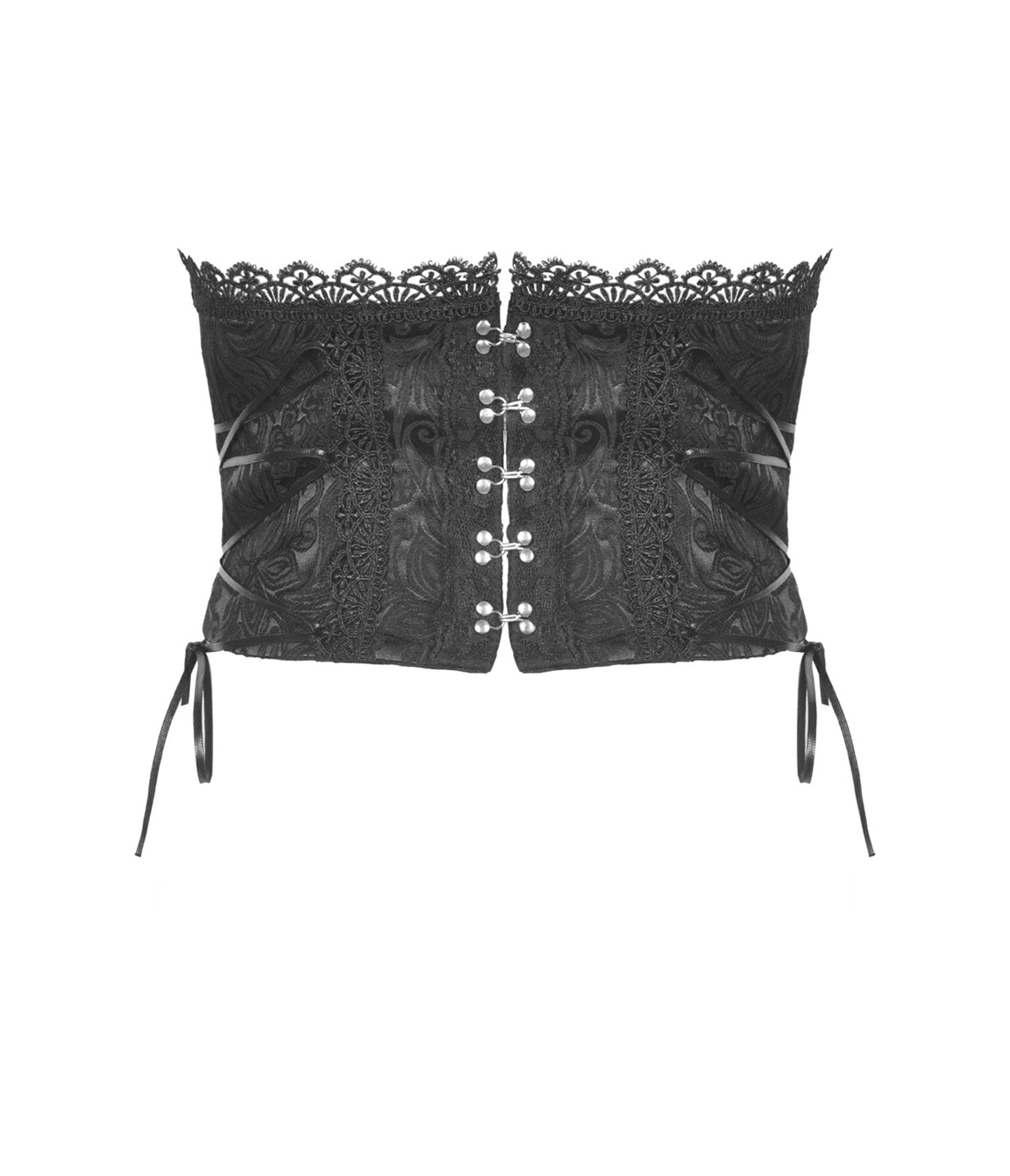 Black Lace Corset - Unique Vintage - Womens, ACCESSORIES, LINGERIE