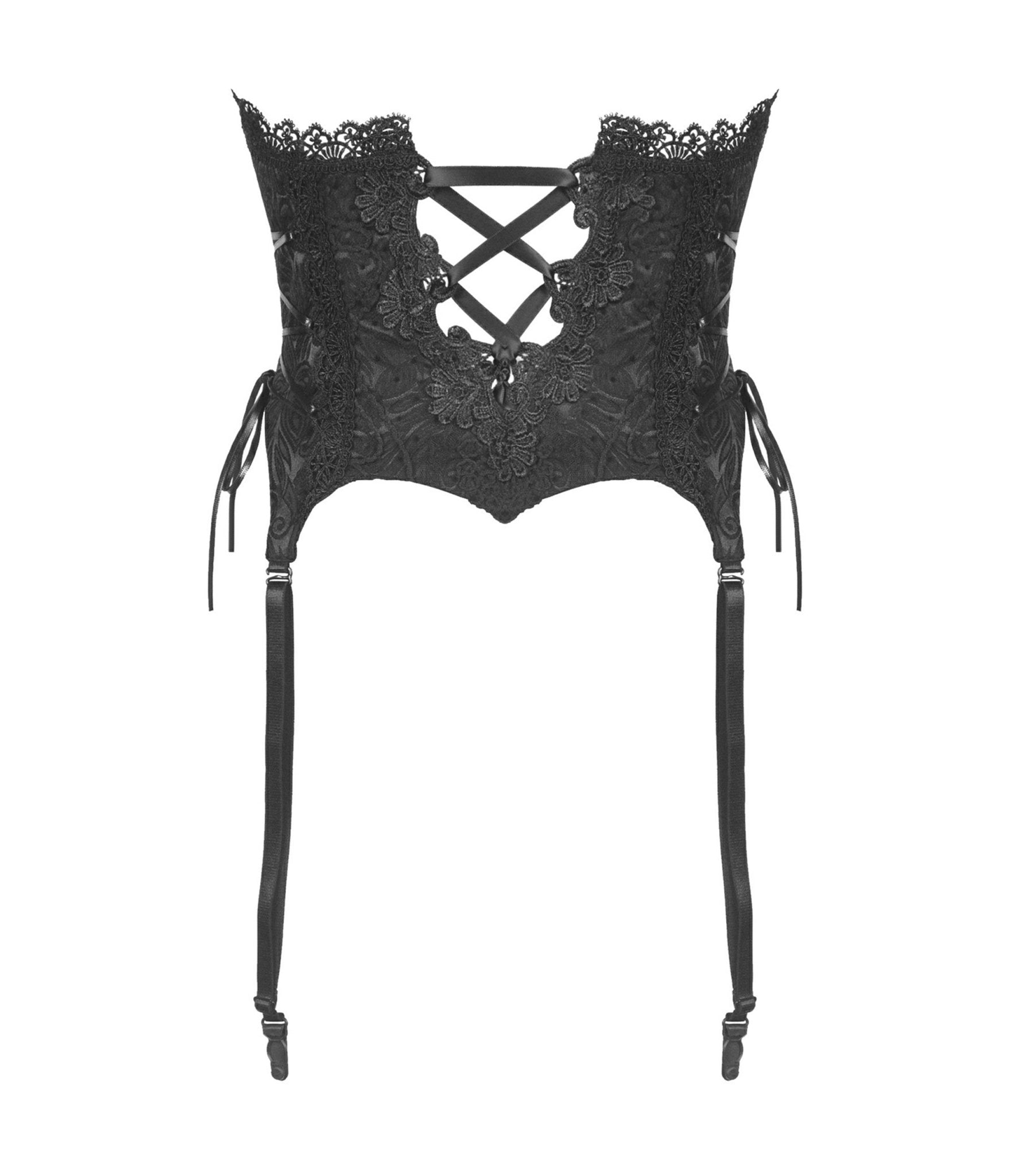 Black Lace Corset - Unique Vintage - Womens, ACCESSORIES, LINGERIE