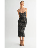 Black Lace Corset Pencil Dress - Unique Vintage - Womens, DRESSES, PROM AND SPECIAL OCCASION