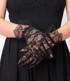 Black Lace Gloves - Unique Vintage - Womens, ACCESSORIES, GLOVES/SCARVES