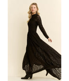 Black Lace Long Sleeve Maxi Dress - Unique Vintage - Womens, DRESSES, MAXI