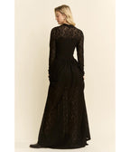 Black Lace Long Sleeve Maxi Dress - Unique Vintage - Womens, DRESSES, MAXI