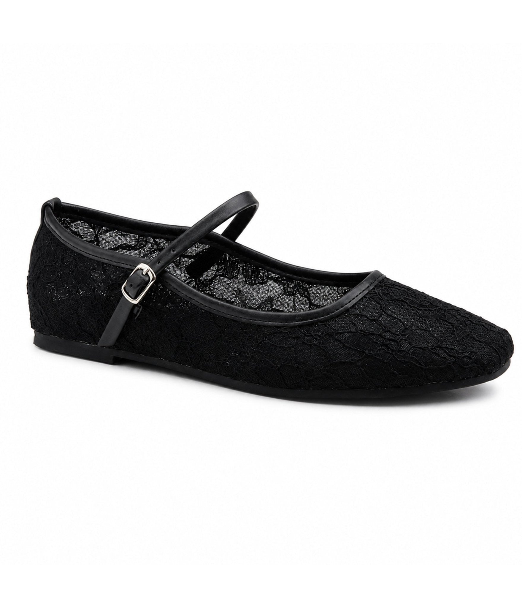 Black Lace Mary Jane Ballet Flats - Unique Vintage - Womens, SHOES, FLATS