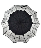 Black Lace Spiderweb Parasol - Unique Vintage - Womens, ACCESSORIES, UMBRELLAS