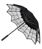 Black Lace Spiderweb Parasol - Unique Vintage - Womens, ACCESSORIES, UMBRELLAS