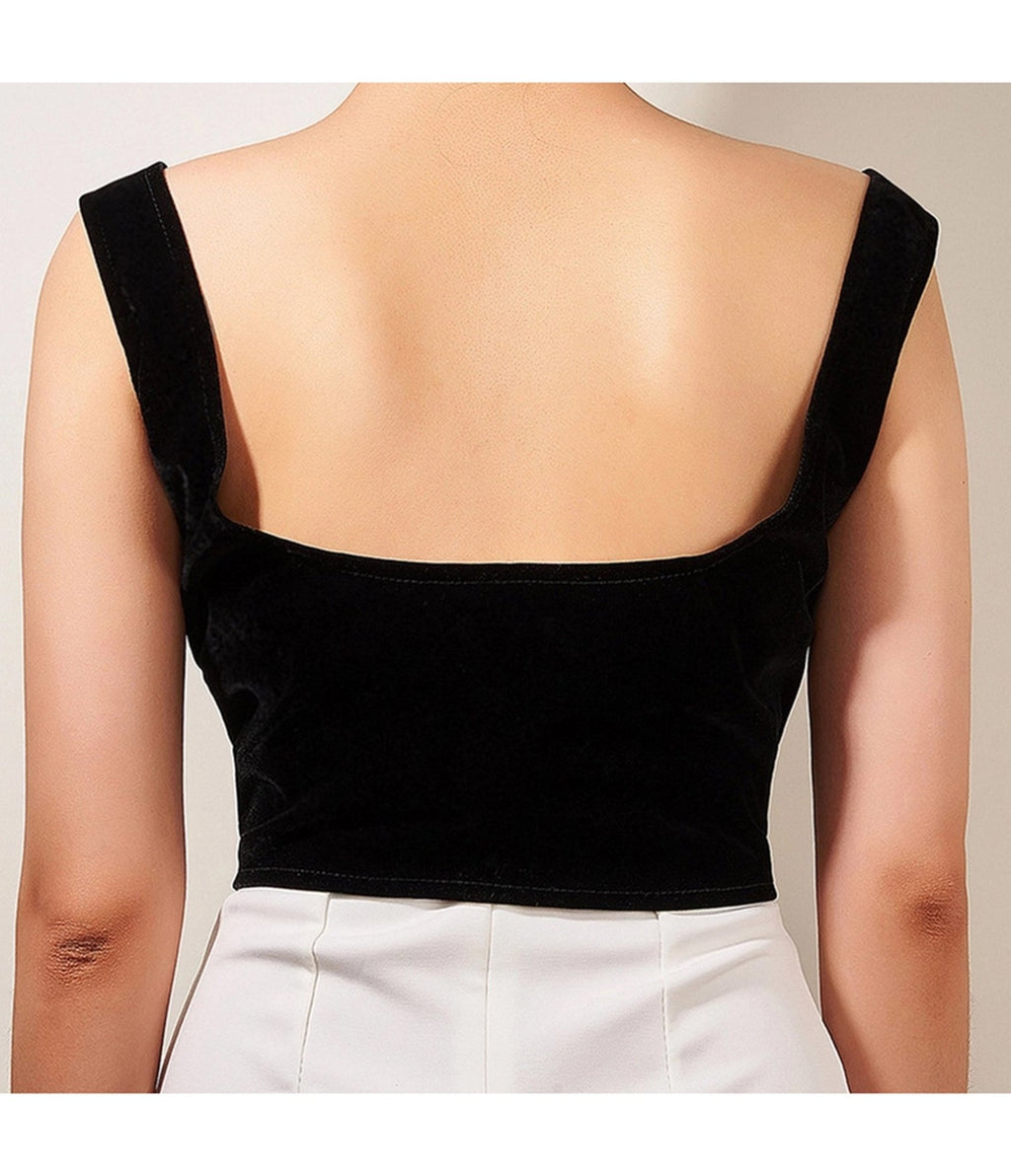 Black Lace-Up Corset Top - Unique Vintage - Womens, TOPS, WOVEN TOPS
