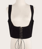 Black Lace-Up Corset Top - Unique Vintage - Womens, TOPS, WOVEN TOPS