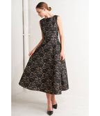 Black Lace Woven Midi Dress - Unique Vintage - Womens, DRESSES, MIDI