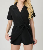 Black Lapel Collar Romper - Unique Vintage - Womens, BOTTOMS, ROMPERS AND JUMPSUITS