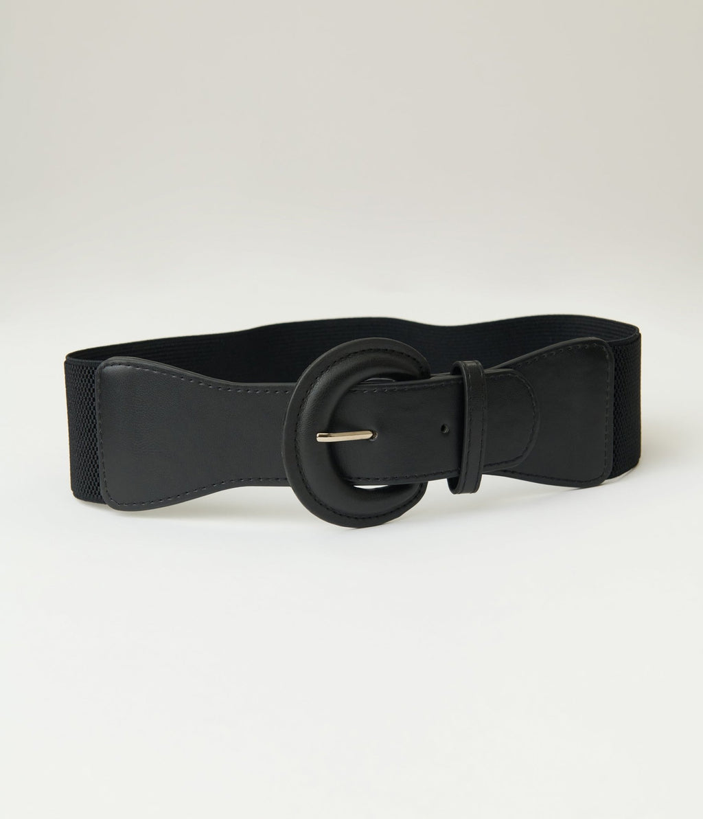 Black Leatherette Cinch Belt - Unique Vintage - Womens, ACCESSORIES, BELTS