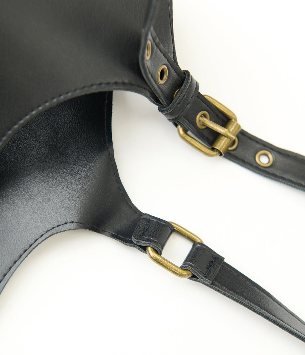Black Leatherette Harness Belt - Unique Vintage - Womens, ACCESSORIES, BELTS