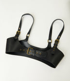 Black Leatherette Harness Belt - Unique Vintage - Womens, ACCESSORIES, BELTS