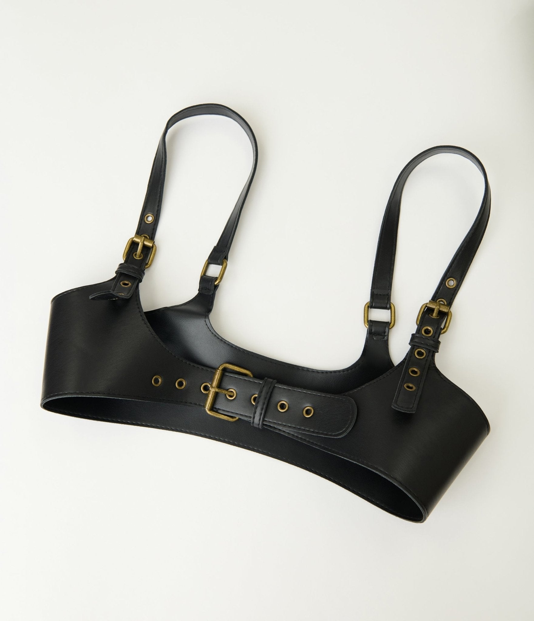 Black Leatherette Harness Belt - Unique Vintage - Womens, ACCESSORIES, BELTS