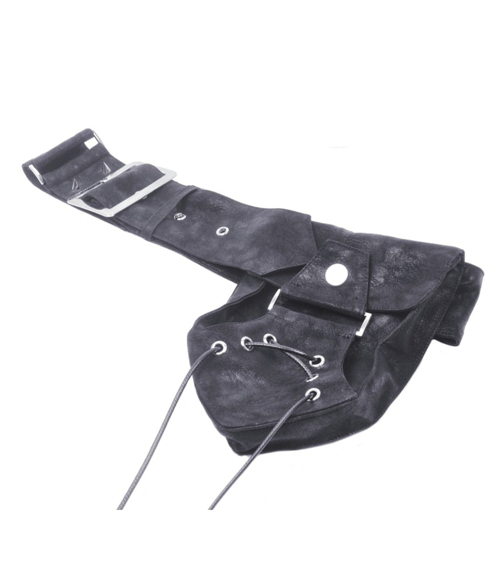 Black Leatherette Holster Belt - Unique Vintage - Womens, ACCESSORIES, BELTS