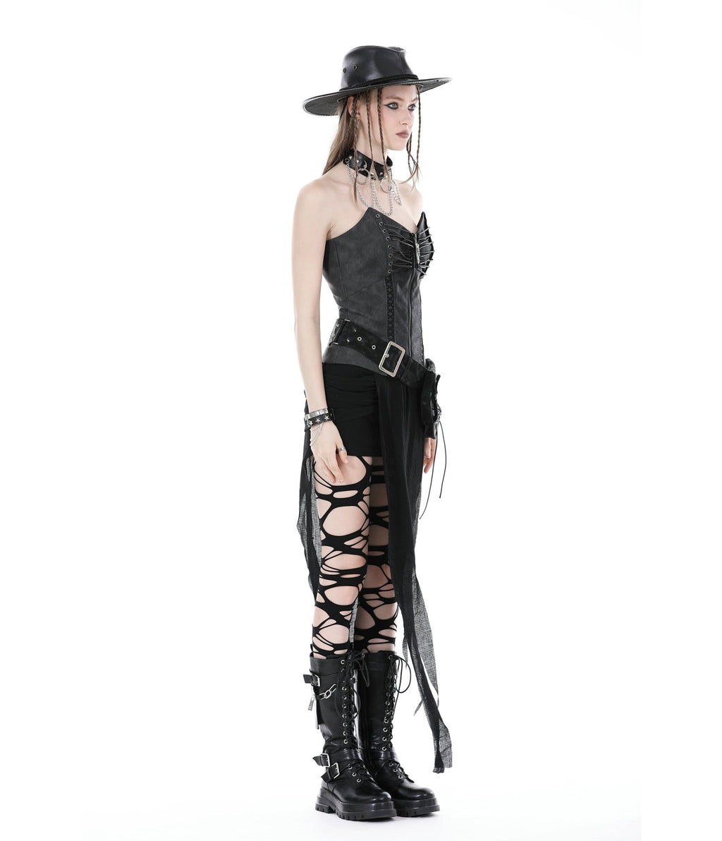 Black Leatherette Holster Belt - Unique Vintage - Womens, ACCESSORIES, BELTS