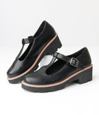 Black Leatherette Mary Jane Platforms - Unique Vintage - Womens, SHOES, OXFORDS