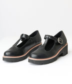 Black Leatherette Mary Jane Platforms - Unique Vintage - Womens, SHOES, OXFORDS