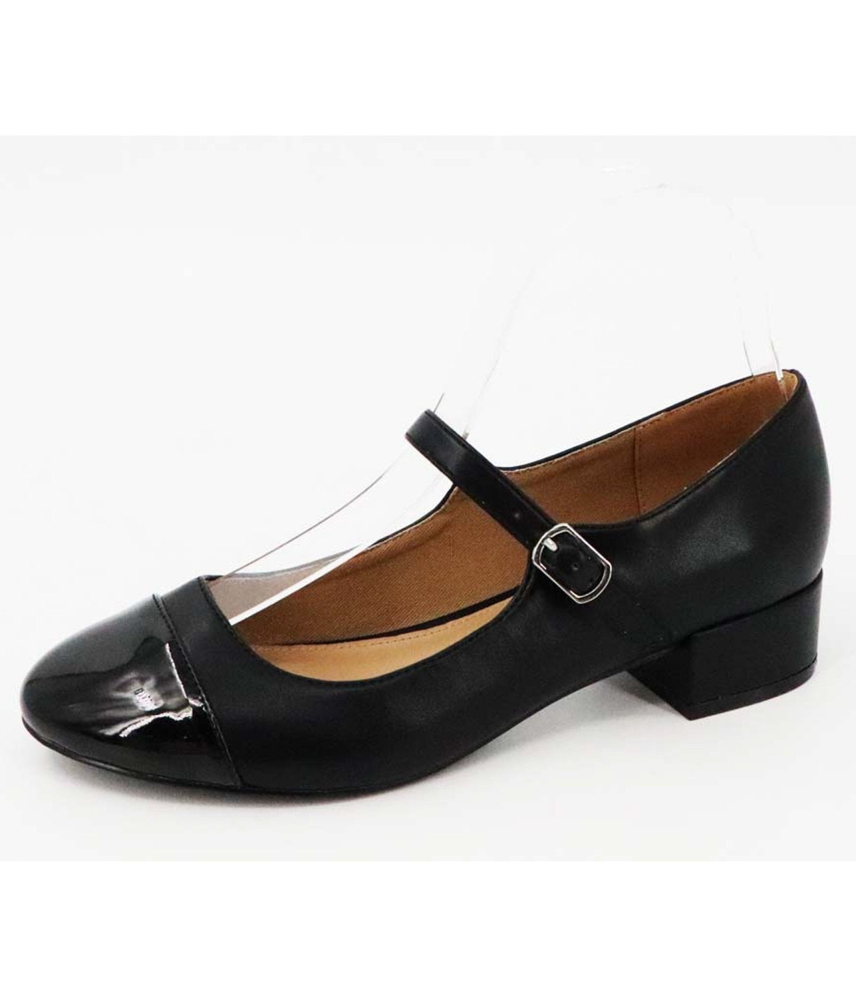 Black Leatherette Mary Janes - Unique Vintage - Womens, SHOES, HEELS