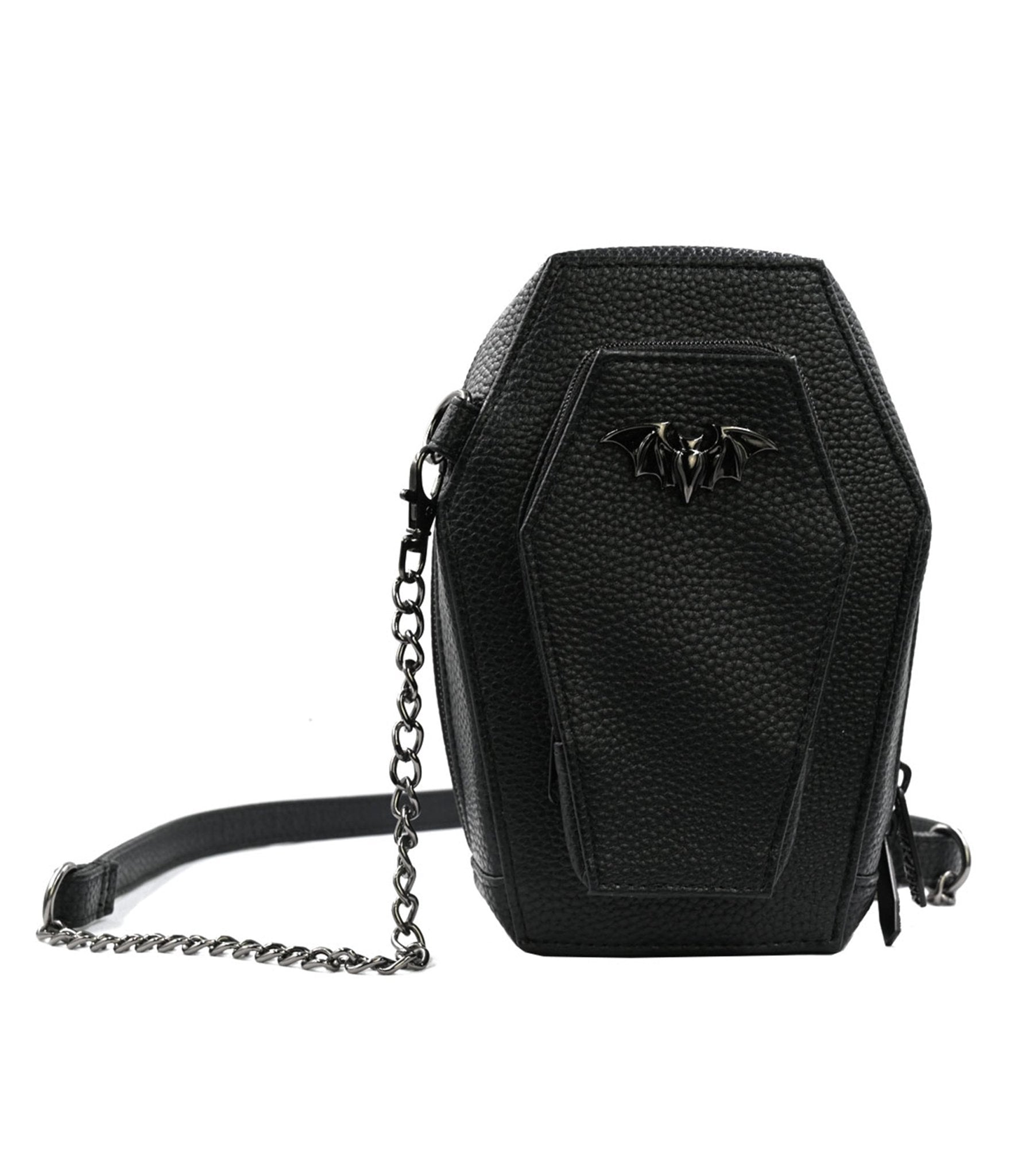 Black Leatherette Mini Coffin Crossbody Purse - Unique Vintage - Womens, ACCESSORIES, HANDBAGS
