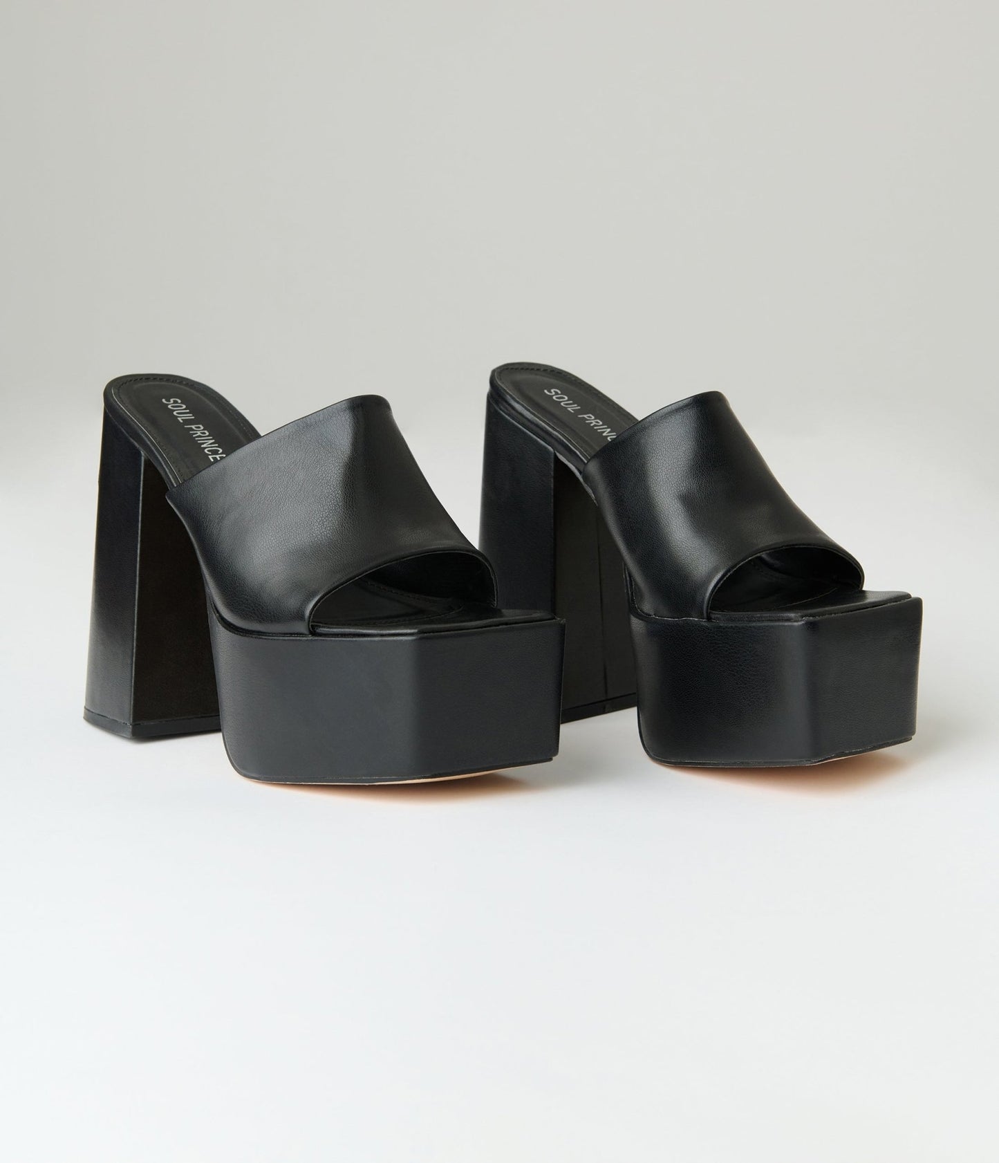 Black Leatherette Platforms - Unique Vintage - Womens, SHOES, HEELS